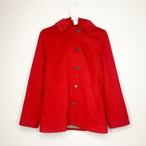 JCrew red pea coat